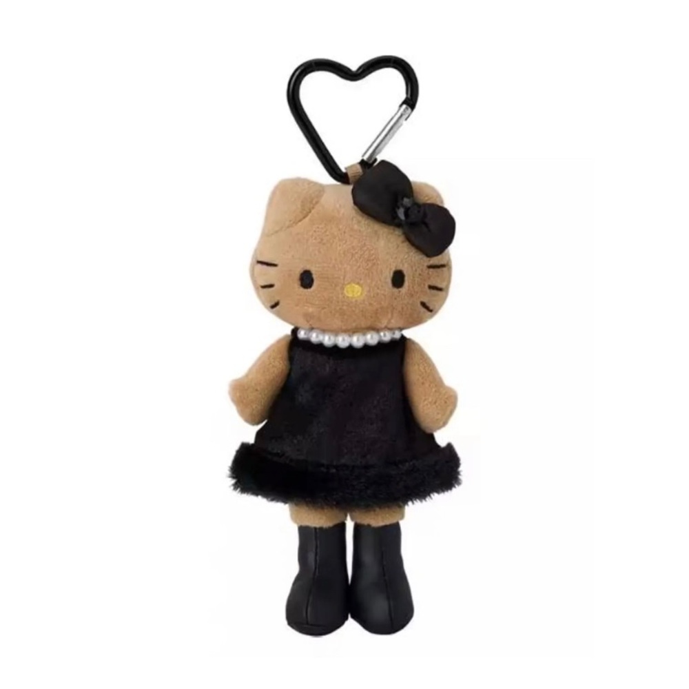BNIB Japan 15cm Sanrio Hello Kitty Style Up Pearl Dress Plush Keychain Sunburnt